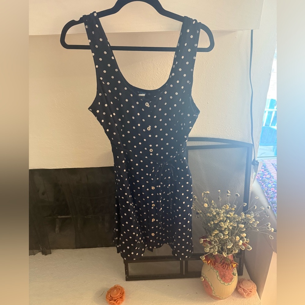 Old Navy Navy and White Polka Dot Mini Dress